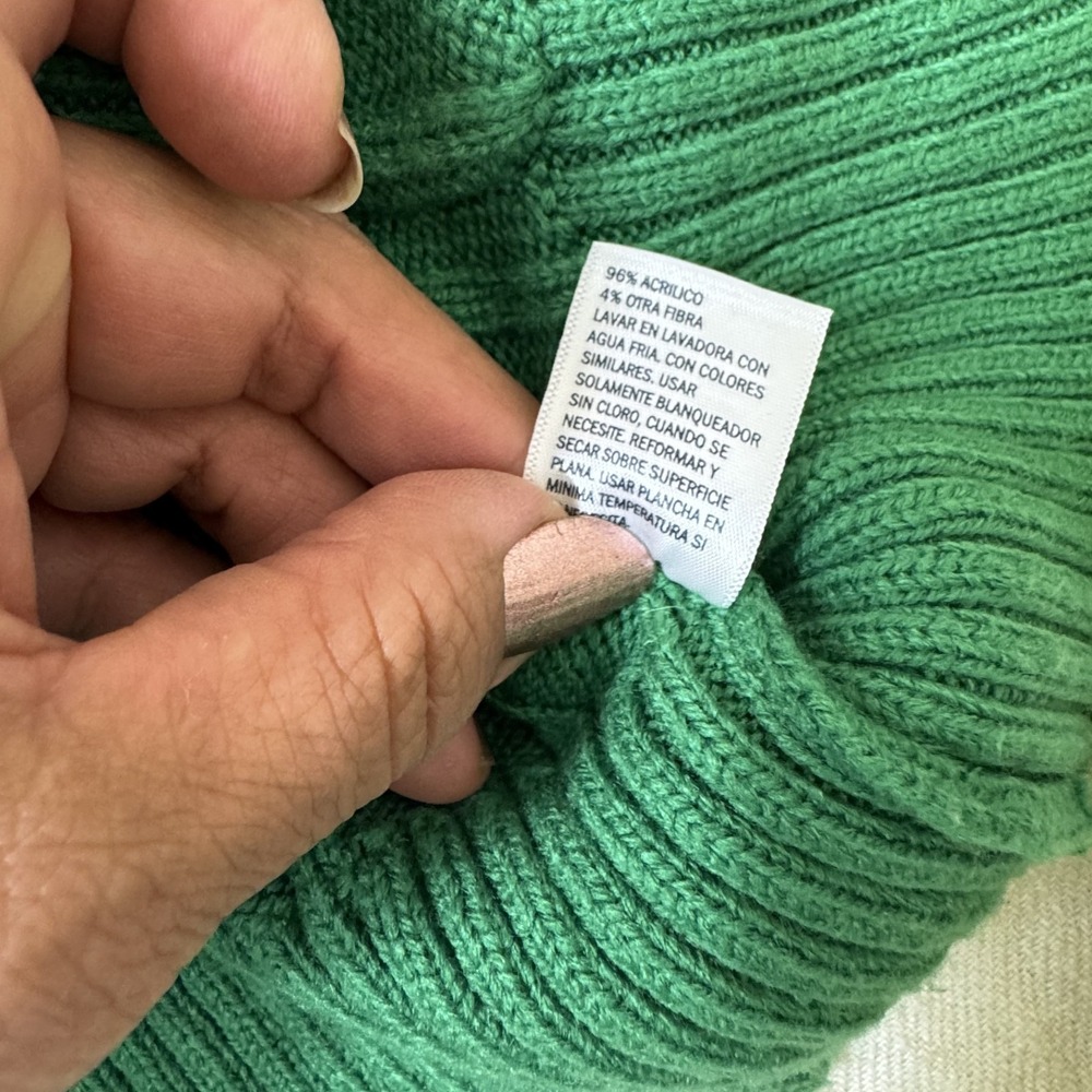 St. John's Bay Cable Knit Hooded Cardigan Sweater Women L Green Preppy Old Money - Picture 8 of 12